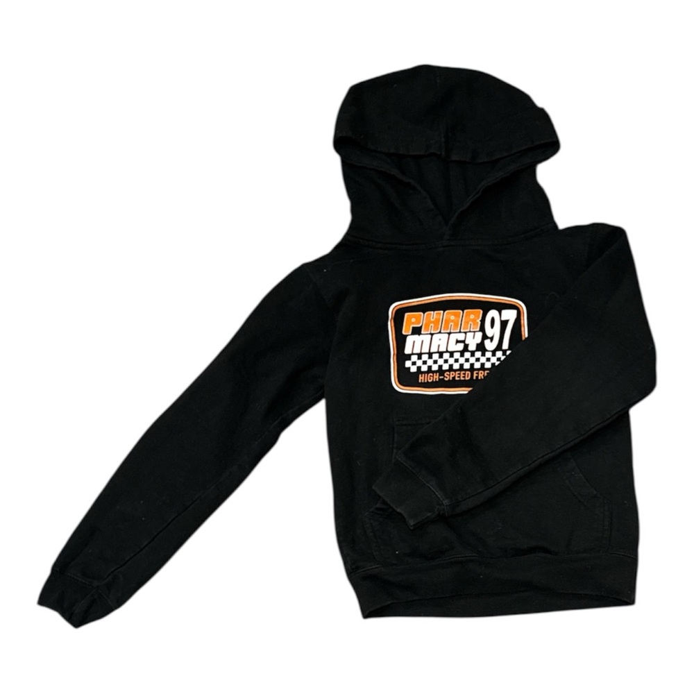 Black Kids Hoodie with Graphic Print